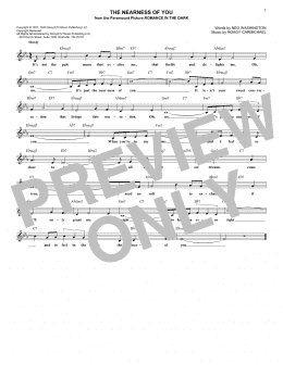 page one of The Nearness Of You (Lead Sheet / Fake Book)