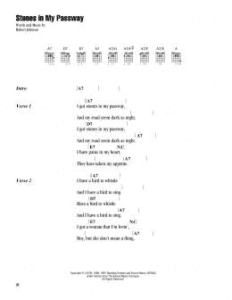 page one of Stones In My Passway (Guitar Chords/Lyrics)