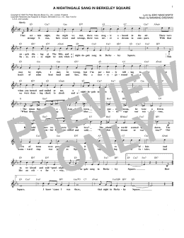 page one of A Nightingale Sang In Berkeley Square (Lead Sheet / Fake Book)