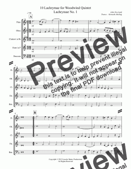 page one of Dowland- 10 Lachrimae (for Woodwind Quintet)