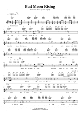 page one of Bad Moon Rising (Lead Sheet / Fake Book)