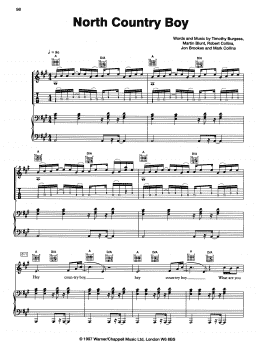 page one of North Country Boy (Piano, Vocal & Guitar Chords (Right-Hand Melody))