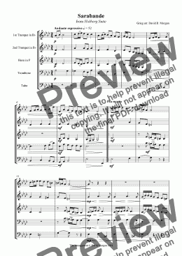 page one of Sarabande (from the Holberg Suite)