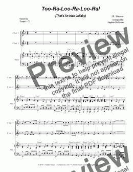 page one of Too-Ra-Loo-Ra-Loo-Ral (That's an Irish Lullaby) (Duet for C-Instruments)