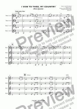 page one of I Vow To Thee, My Country (Horn Quartet)