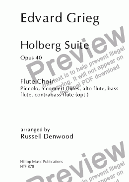 page one of Holberg Suite arr. flute choir