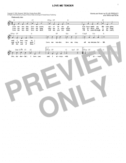 page one of Love Me Tender (Lead Sheet / Fake Book)