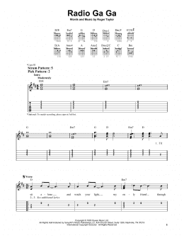 page one of Radio Ga Ga (Easy Guitar Tab)