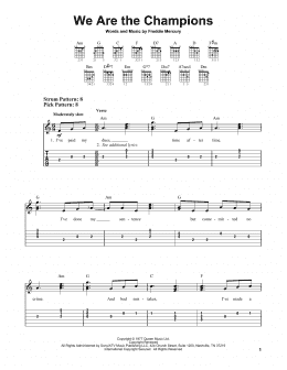 page one of We Are The Champions (Easy Guitar Tab)