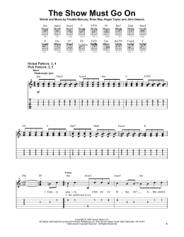 page one of The Show Must Go On (Easy Guitar Tab)