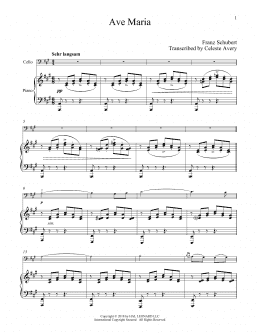 page one of Ave Maria, Op. 52, No. 6 (Cello and Piano)