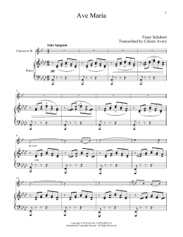 page one of Ave Maria, Op. 52, No. 6 (Clarinet and Piano)