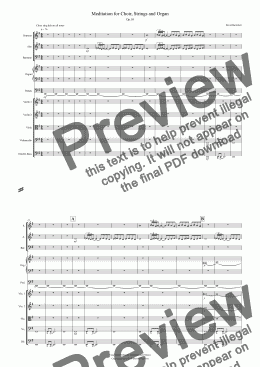 page one of Meditation (Op.10) for Choir, String Orchestra and Organ