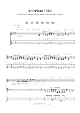 page one of American Idiot (Guitar Tab)