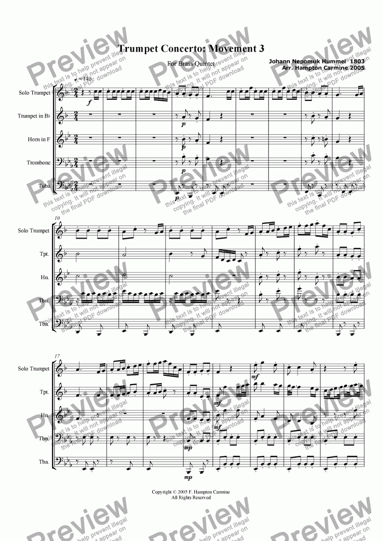 Hummel Trumpet Concerto Pdf