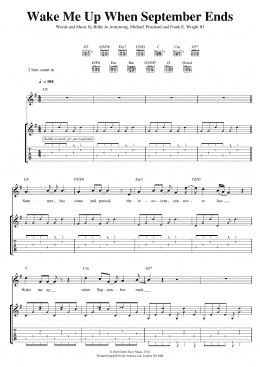 page one of Wake Me Up When September Ends (Guitar Tab)