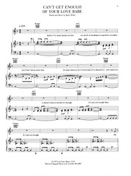 page one of Can't Get Enough Of Your Love Babe (Piano, Vocal & Guitar Chords (Right-Hand Melody))