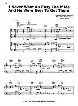 page one of I Never Want An Easy Life If Me And He Were Ever To Get There (Piano, Vocal & Guitar Chords (Right-Hand Melody))