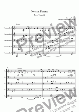 page one of Nessun Dorma