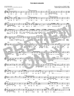 page one of Too Much Heaven (Lead Sheet / Fake Book)