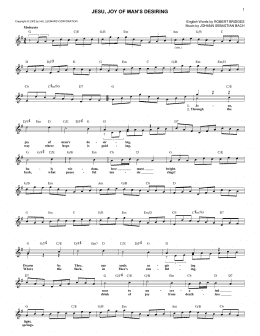 page one of Jesu, Joy Of Man's Desiring (Lead Sheet / Fake Book)