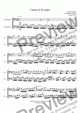 page one of Canon in D Major