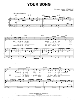 page one of Your Song (Piano & Vocal)