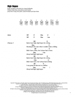 page one of High Hopes (Guitar Chords/Lyrics)