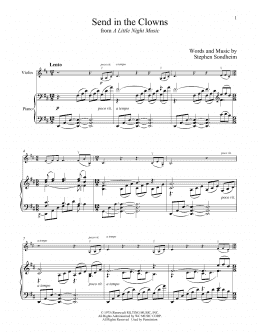 page one of Send In The Clowns (from A Little Night Music) (Violin and Piano)