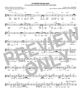 page one of Up Where We Belong (Lead Sheet / Fake Book)