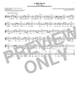 page one of A Time For Us (Love Theme) (Lead Sheet / Fake Book)