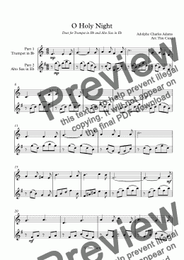 page one of O Holy Hight. Duet for Trumpet and Alto Saxophone.