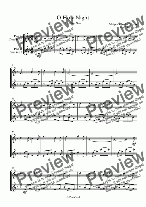 O Holy Night. Flute Duet - Download Sheet Music PDF file