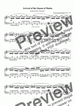 page one of "Arrival of the Queen of Sheba"-Download Sheet Music (simplified piano)-Handel