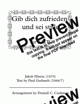 page one of Gib dich zufrieden und sei stille