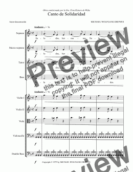 page one of Canto de Solidaridad - Chant of Solidarity (for SATB Choir and String Orchestra)