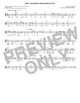 page one of What The World Needs Now Is Love (Lead Sheet / Fake Book)