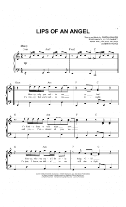 page one of Lips Of An Angel (Easy Piano)