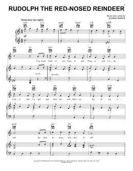 page one of Rudolph The Red-Nosed Reindeer (Piano, Vocal & Guitar Chords (Right-Hand Melody))