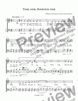 page one of Trink, trink, Brüderlein trink (choir TTB)