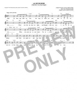 page one of La Vie En Rose (Take Me To Your Heart Again) (Lead Sheet / Fake Book)