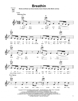 page one of Breathin (Ukulele)