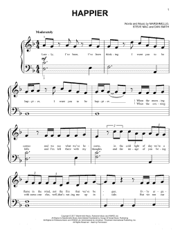 page one of Happier (Big Note Piano)