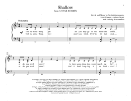 page one of Shallow (from A Star Is Born) (Educational Piano)