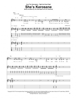 page one of She's Kerosene (Guitar Tab)