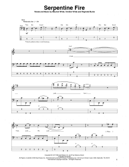page one of Serpentine Fire (Bass Guitar Tab)