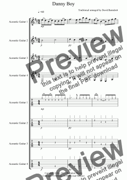 page one of Danny Boy for Guitar Quartet