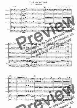 page one of Eine Kleine Nachtmusik (first movement) for Bassoon Quartet