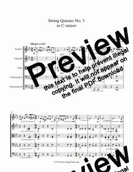 page one of String Quintet No 3 in C minor - Score and parts