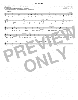 page one of All Of Me (Lead Sheet / Fake Book)